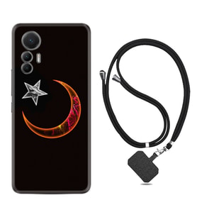 Xiaomi 12 Lite Kılıf Resimli Boyun Askılı İpli Desenli Silikon Series Ay Yıldız 1884