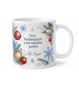 Yılbaşı Hediyesi Yeni Yıl Temalı Özel Tasarım Baskılı Kupa Bardak Hediye