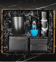 Kişiye Özel Cüzdan & Kartvizitlik & Siyah Kupa & Axe Erkek Deodorant & Adidas Roll On Hediye Seti
