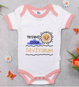 BK Kids Teyzemi Çok Seviyorum Tasarımlı Pembe Bebek Body Zıbın-1