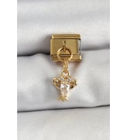 316L Çelik Sallantılı Zirkon Taşlı Yengeç Model Gold Renk Nomination Charm - TJ-BC1417