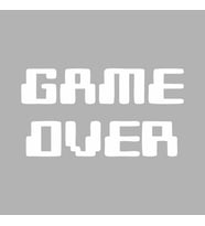 Game Over Araba Sticker siyah 18x9 CM (Beyaz)