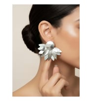 Kat Kat Yaprak Çiçek Güneş Model Gümüş Renk Küpe 5*4cm