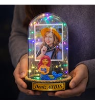 Kişiye Özel Fotoğraflı ve Yazılı Renkli LED Işıklı Fanus – Sevgiliye, Eşe, Anneye Özel Hediye R1 (Model 7)
