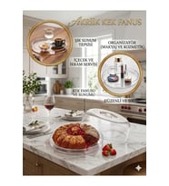 Kek Fanusu Şık Kek Pasta Sunum Standı Tepsi Fanus Kristal Çok Amaçlı Kullanım Sunum Tepsisi 27cm
