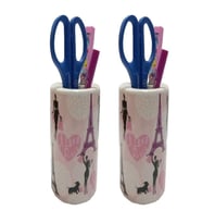 2 ADET KALEMLİK KIZLI PARİS DESENLİ SERAMİK OFİS GERECİ  7X7X11CM