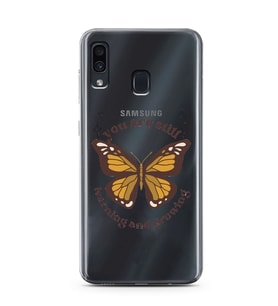 Samsung Galaxy A20/A30 Uyumlu Kelebek Desenli Şeffaf Telefon Kılıfı