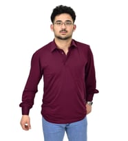 Erkek Gömlek Yaka Uzunkol Tişört T6063 BGL-ST04542 (Bordo)