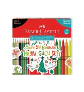 Faber Castell Yeni Yıl Renkleri 10 Kuru Boya 10 Keçeli Boya 20li