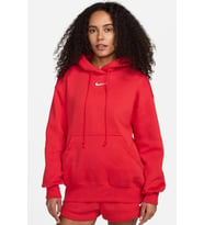 Nike Sportswear Phoenix Fleece Oversize Pullover Hoodie Kadın Kapüşonlu Bol Kesim Sweatshirt Kırmızı