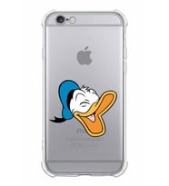 Apple iPhone 6 Uyumlu Köşe Korumalı Antişok  Kapak Donald Duck Tasarımlı Şeffaf  Kılıf