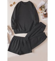 Unisex 3'lu Sweat Short Eşofman Altı Takım (Siyah)