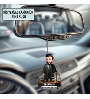 Kişiye Özel Avukat Karikatür Ayna Süsü – Hukukçulara Özel Araç İçi Hediyelik