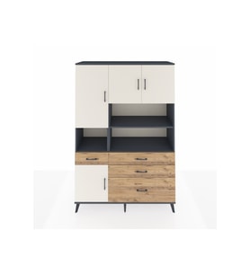 Hyperion Dolap 9 Raflı 4 Çekmeceli 4 Kapaklı 132x44x195 Antrasit-Aytaşı/Çam