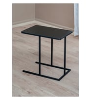 Siyah Ahşap Tablalı Metal Ayaklı C Sehpa 50 x 35 cm