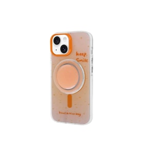 Apple iPhone 15 Uyumlu Kılıf M-safe Şarj Özellikli Tak-Çıkar Pop Soketli Zore Tiktok Kapak (Turuncu)