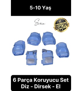 Premium Çocuk İçin Paten Kaykay Scooter Bisiklet Koruyucu Dizlik Dirsek Set Takımı 6 Parça Ekipman
