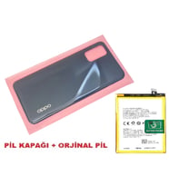 Tkgz Oppo A72 Arka Pil Batarya Kapağı + PİL (CAM) SİYAH