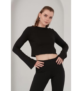 ALEXANDERGARDI İSPANYOL KOL CROP TOP (B22-120UST) (Siyah)