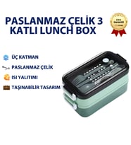 Yeşil Paslanmaz Çelik 3 Katlı Yemek Taşıma Kabı Isı Yalıtımlı Lunch Box