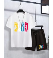 AMOR MAN ÖZEL TASARIM BASKETBOL SPOR RENKLİ BASKILI ULTRA RAHAT ERKEK T-SHIRT ŞORT TAKIMI
