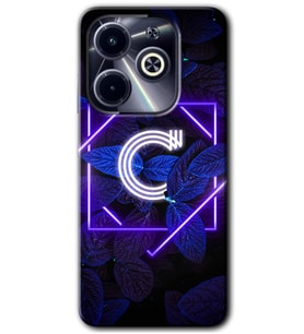 İnfinix Hot 40i Kılıf HD Desen Baskılı Kılıf - Dark Neon Yaprak C Harfi