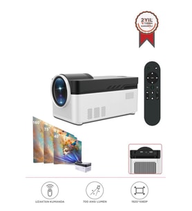 Torima  HY450 Beyaz Taşınabilir Ev Sinema Android Akıllı 8K-4K 1080 P BT5.4  Projeksiyon