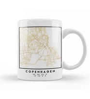 Copenhagen Denmark City Street Map Art Kupa Bardak Porselen