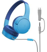 Belkin Soundform Mini Kids Kablolu Kulaklık (Mavi) – Usb-C + 3,5 Mm Adaptör, Dahili Mikrofon, 85 Db