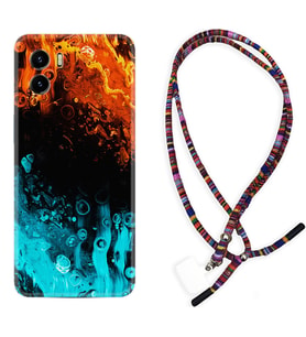 Vivo Y15S Y32 Y33S Y51 Y53S Kılıf Boyun Asklı Rasta Silikon Orange Blue Color 1665