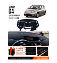 CITROEN C4 GRAND PİCASSO (2007-2013) Uyumlu Torpido Örtüsü Torpido Kılıfı - Siyah Mavi