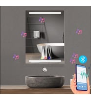 70x100(h) cm Bluetoothlu Buğu Çözücülü Dokunmatik Işıklı Kumlamalı Banyo Aynası