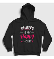 Presmono Unisex Siyah My Happy Hour Hediye Pilates Kapüşonlu Sweatshirt 512701tt