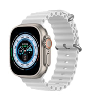 Apple Watch 49mm Ultra Seri Uyumlu Seaflex Ocean Silikon Kordon (Beyaz)