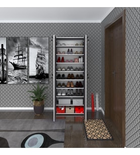 Kenzlife ayakkabılık ayakkabı dolabı kilitli be real gri 180*70*32 kapaklı arkalıklı ofis dolabı iki bölme (Karışık)