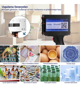 Ayt Powermaster PM-10878 4.3 İnç Dokunmatik Ekranlı Şarjlı Endüstriyel El Tipi Portatif Mürekkep Yazıcı