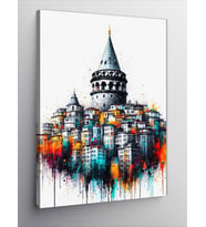 Kanvas Tablo İstanbul Galata Kulesi Suluboya