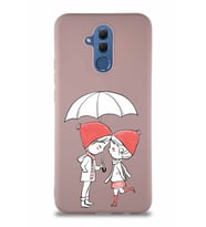 Huawei Mate 20 Lite Soft Premier Kapak Aşk Tasarımlı Silikon Kılıf - Pudra (Şeffaf)