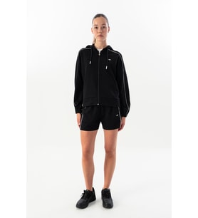 Maraton Comfort Kadın Kapüşonlu Siyah-Beyaz Tracktop