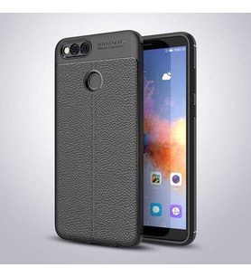 Huawei Honor 7X Kılıf Deri Tarzı Niss Silikon Case (Siyah)