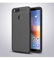 Huawei Honor 7X Kılıf Deri Tarzı Niss Silikon Case (Siyah)