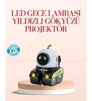 Robot Tasarımlı Bluetooth Hoparlörlü Yıldızlı Gökyüzü Projektör (Çok Renkli)