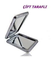 Mini Çift Taraflı Katlanır DİKDÖRTGEN Büyüteçli Çanta İçi-Cep aynası 10 x 8 cm