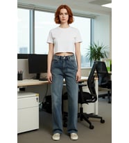 Kadın Denim Pantolon Wide Leg Kesim Günlük Kullanım Fonksiyonel Dayanıklı Kaliteli Estetik
