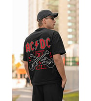 I Wanna Rock & Roll AC DC Baskılı Unisex Oversize Tişört