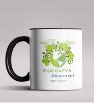 Kişiye Özel Coğrafya Öğretmeni Tasarımlı Siyah Renk Kupa Bardak 3 (Siyah)