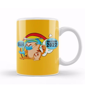Sarcasm Funny Vintage NINJA CAT Saying Covid Hi Omicron Virus 2022 Kupa Bardak Porselen