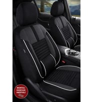 Audi A7 Shadow Siyah Beyaz Tay Tüyü Oto Koltuk Kılıfı Tam Set-Kolay Montaj-Terletmez-Ortopedik 2010-2018