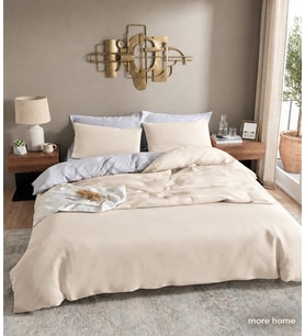 More Home Çift Kişilik Nevresim Takımı Lastikli (Çarşaflı) Bej gri