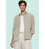 Erkek Pamuklu Keten Görünümlü Gömlek Regular Fit Rahat Günlük Stil Yaz Aylarının Vazgeçilmezi (Bej)